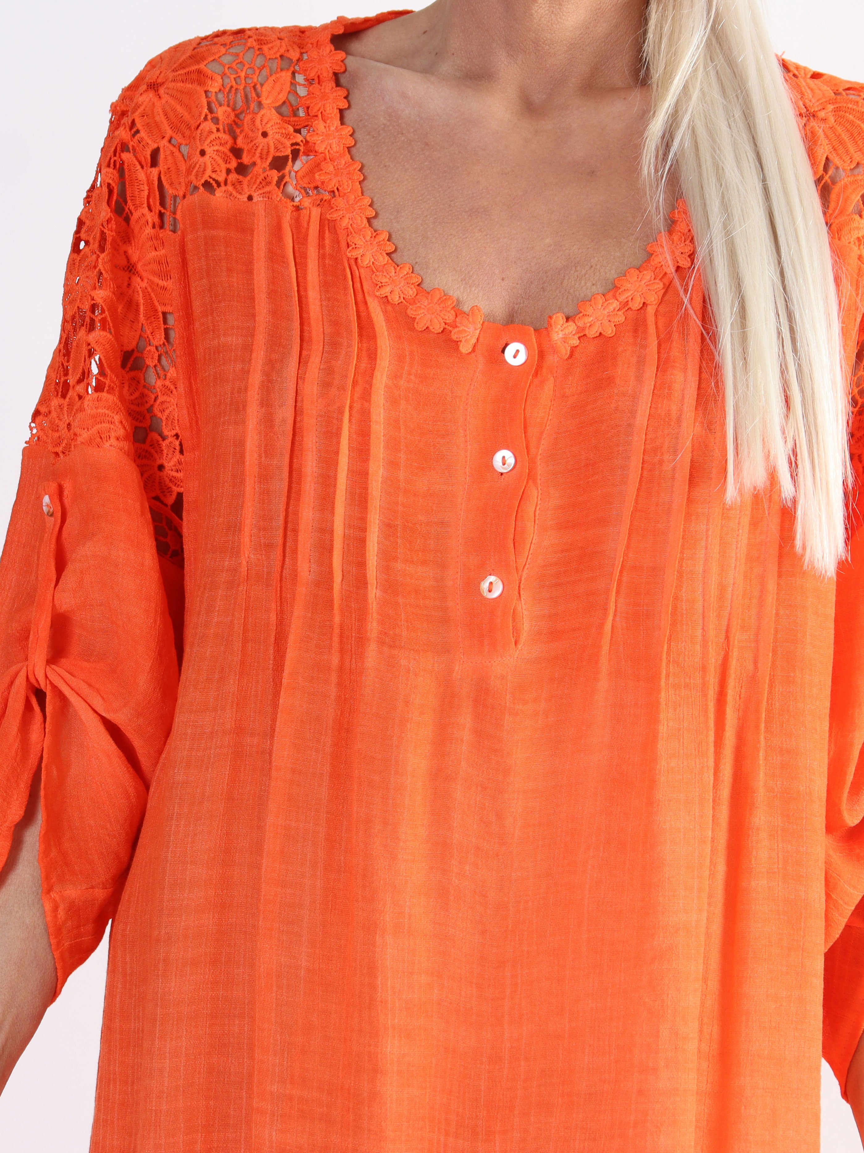 Juliette - Plus size tunika i bomuldsblanding med broderinger